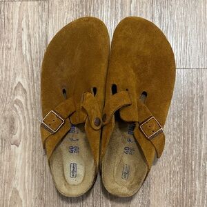 Birkenstock Tan Suede Buckle Sandals